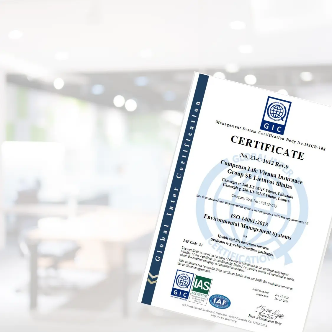Jau turime aplinkosaugos ISO 14001 sertifikatą